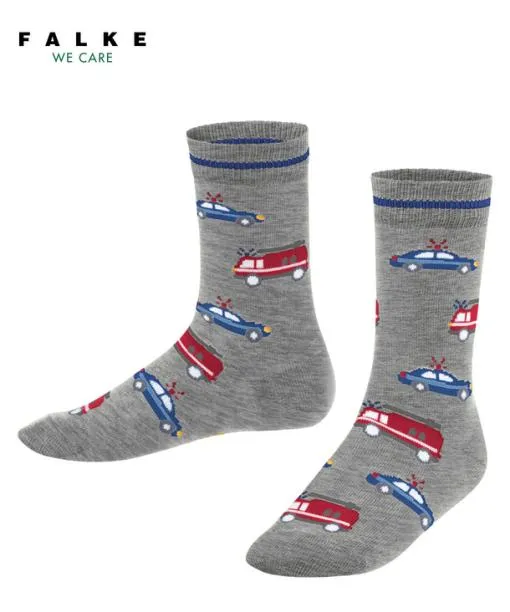 Babies and Kids Police And Fire Cars Kids Socks Light Grey FALKE Socks