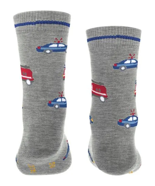 Babies and Kids Police And Fire Cars Kids Socks Light Grey FALKE Socks