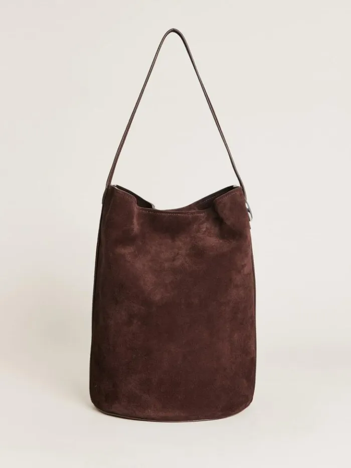 Bags The Reformation Seleena Bucket Bag Espresso Suede