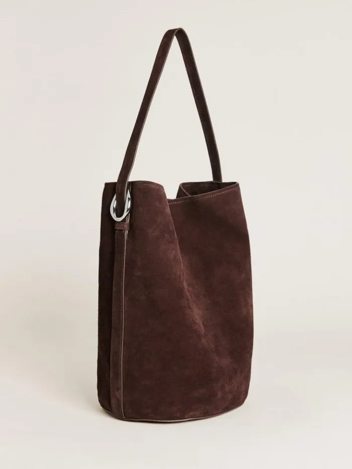 Bags The Reformation Seleena Bucket Bag Espresso Suede