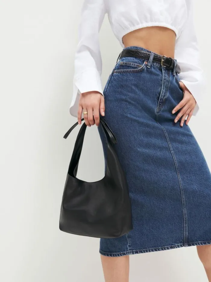 Bags The Reformation Small Vittoria Tote Black Leather