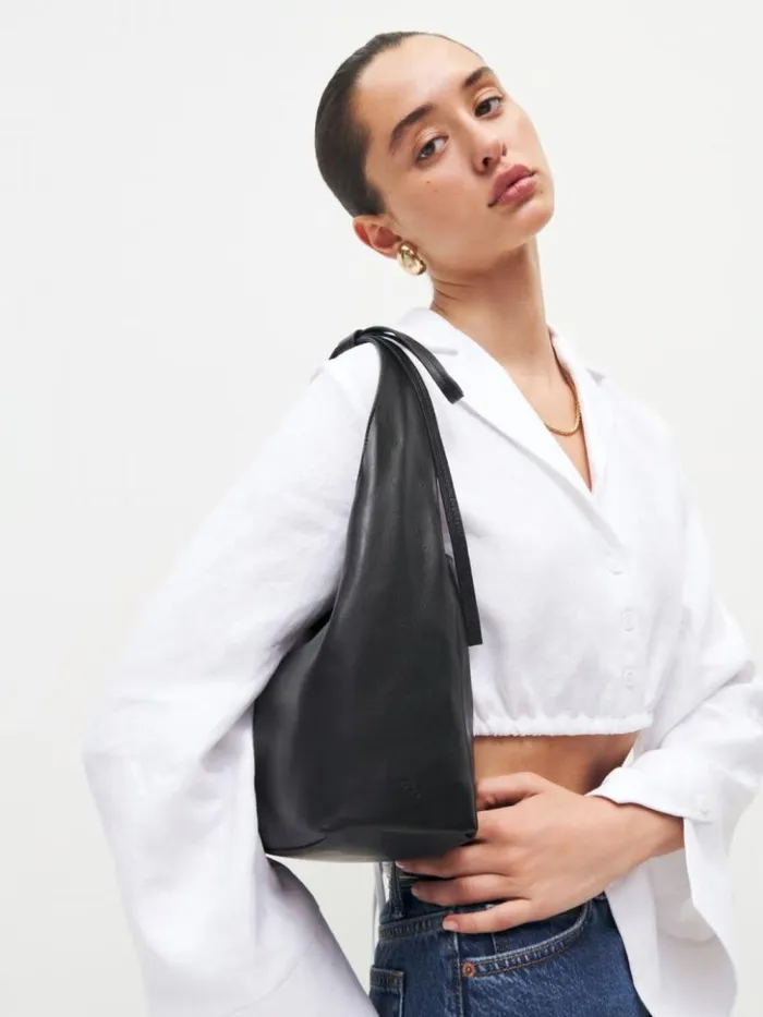 Bags The Reformation Small Vittoria Tote Black Leather
