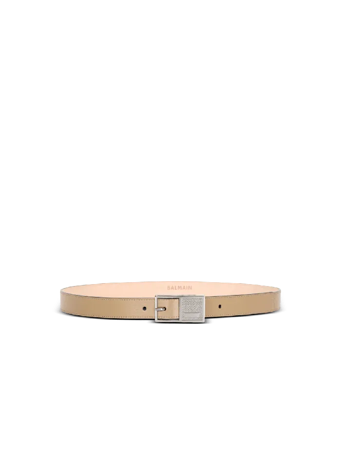 Balmain Belts Men Thin Signature Calfskin Belt Brown
