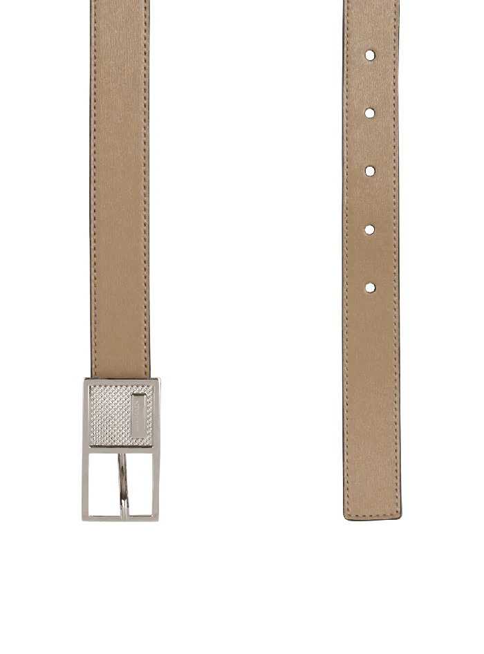 Balmain Belts Men Thin Signature Calfskin Belt Brown