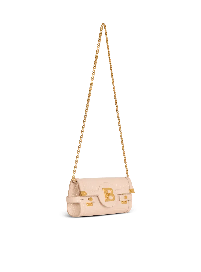Balmain Crossbody Bags Women BBuzz Pouch 23 In Crocodileembossed Calfskin Beige