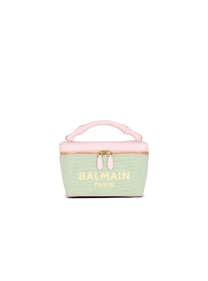 Balmain Handbags Women BArmy Vanity Case In Canvas And Leather Green