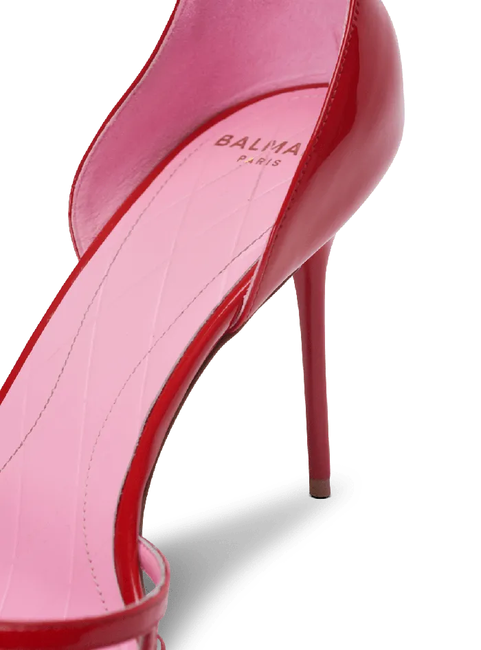 Balmain High Heels and Pumps Women Patent Leather Uma Sandals With Openwork Diamond Red