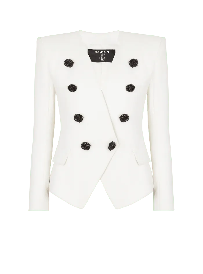 Balmain Jackets And Blazers Women 8button Double Crepe Jacket White