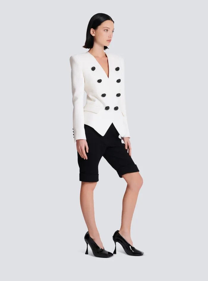 Balmain Jackets And Blazers Women 8button Double Crepe Jacket White