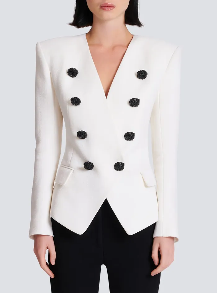 Balmain Jackets And Blazers Women 8button Double Crepe Jacket White