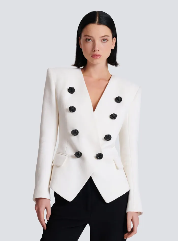 Balmain Jackets And Blazers Women 8button Double Crepe Jacket White