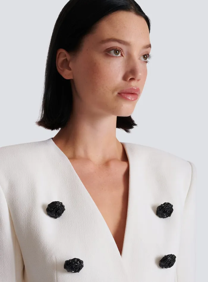 Balmain Jackets And Blazers Women 8button Double Crepe Jacket White