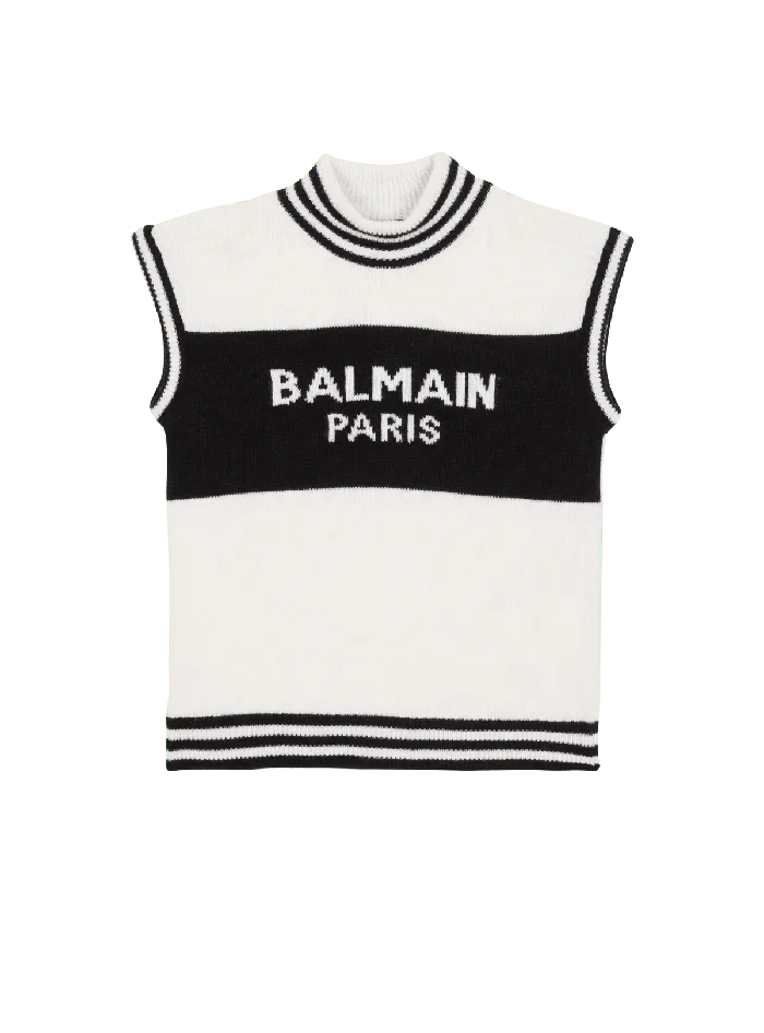 Balmain Kids Sleeveless Knitted Paris Jumper Black