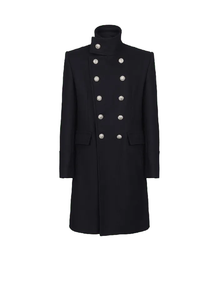 Balmain Outerwear Men Virgin Wool Officer039s Coat Black