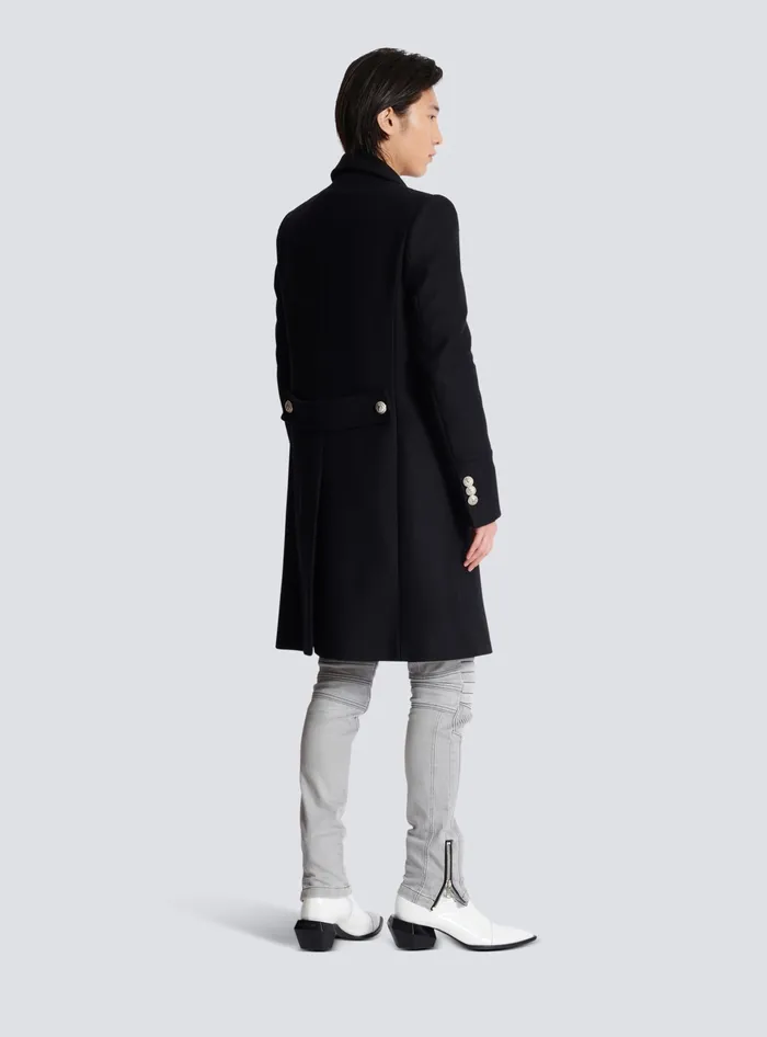 Balmain Outerwear Men Virgin Wool Officer039s Coat Black