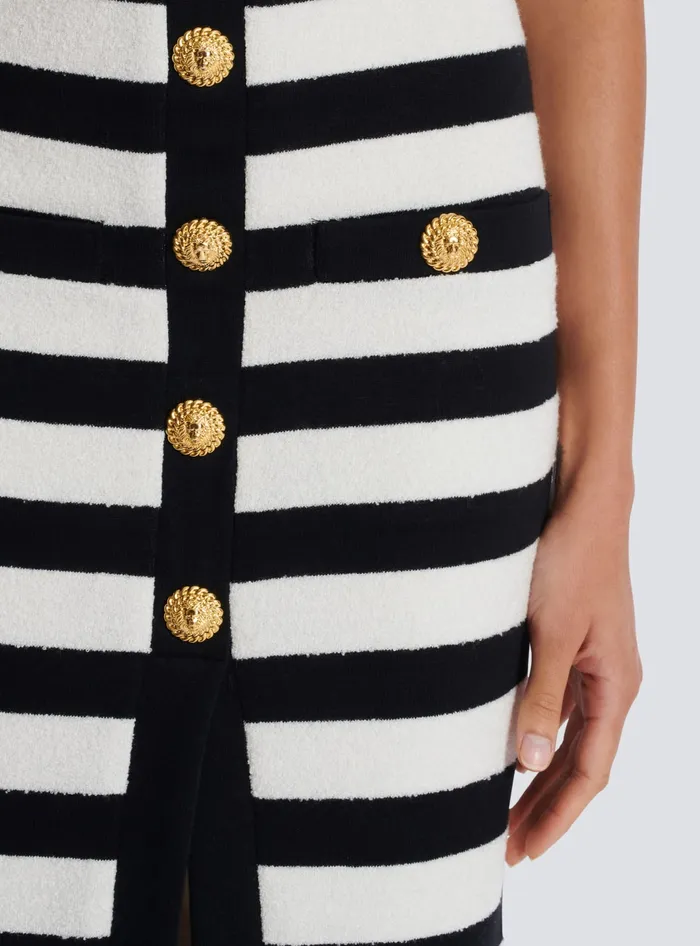 Balmain Skirts Women Twotone Buttoned Knit Midi Skirt Black