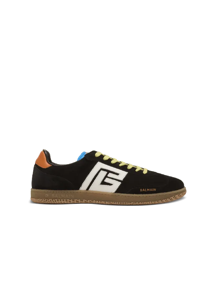 Balmain Sneakers Men Swan Sneakers In Calfskin And Suede Multicolor