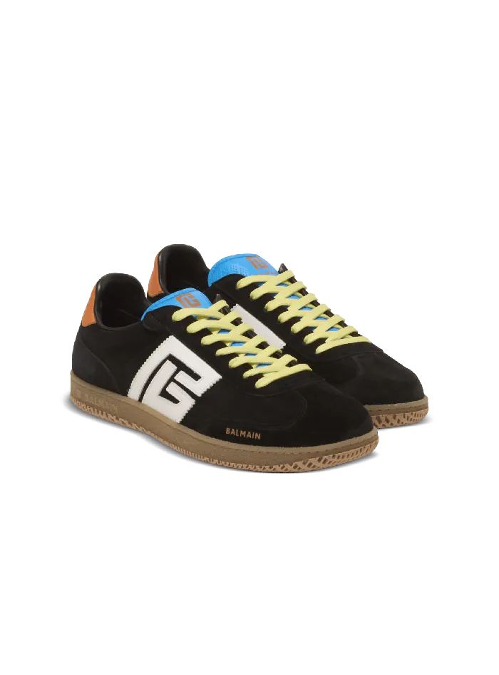 Balmain Sneakers Men Swan Sneakers In Calfskin And Suede Multicolor