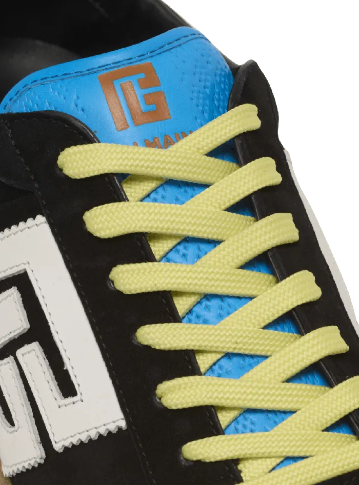 Balmain Sneakers Men Swan Sneakers In Calfskin And Suede Multicolor