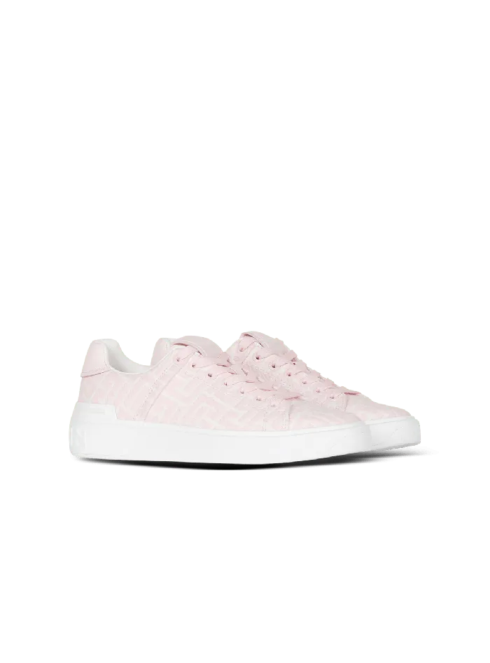 Balmain Sneakers Women Bicolor Jacquard BCourt Sneakers Pink