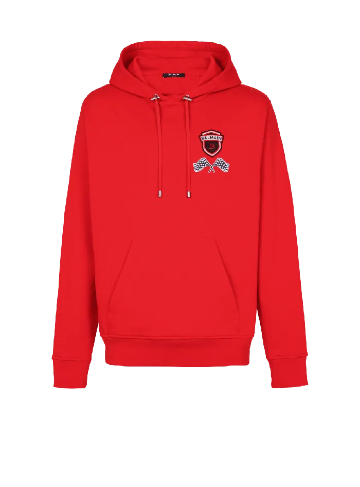 Balmain Sweatshirts Men Racing Hoodie Red
