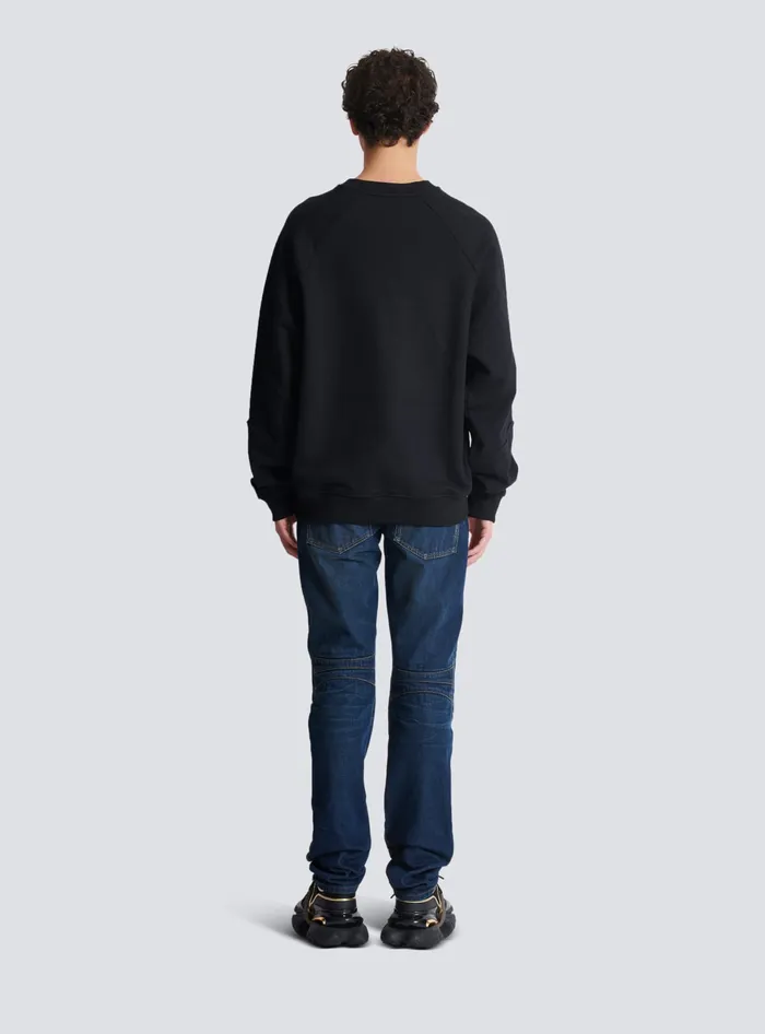 Balmain Sweatshirts Men Vintage Embroidered Oversized Sweatshirt Black
