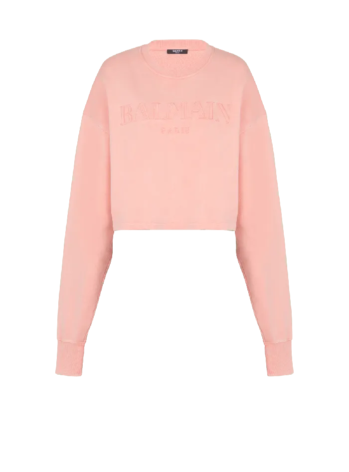 Balmain Sweatshirts Women Sweatshirt With Vintage Embroidery Pink