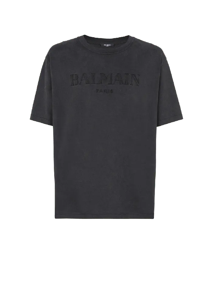 Balmain TShirts Men Vintage Embroidered Tshirt Grey