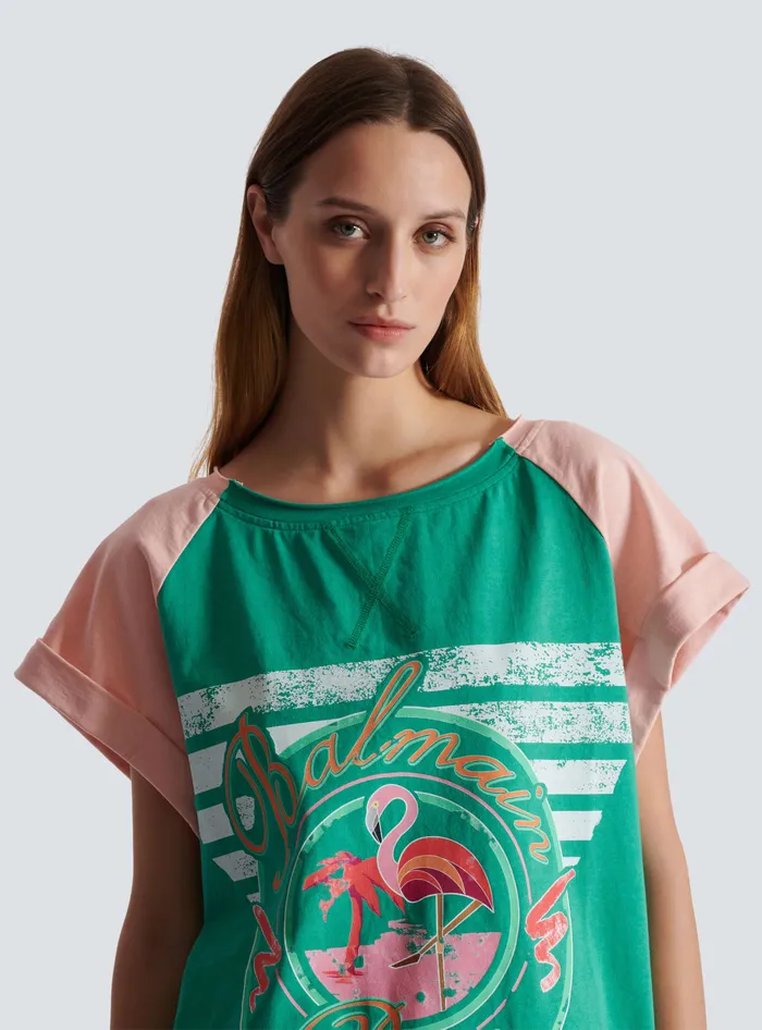 Balmain TShirts Women Flamingo Tshirt Green
