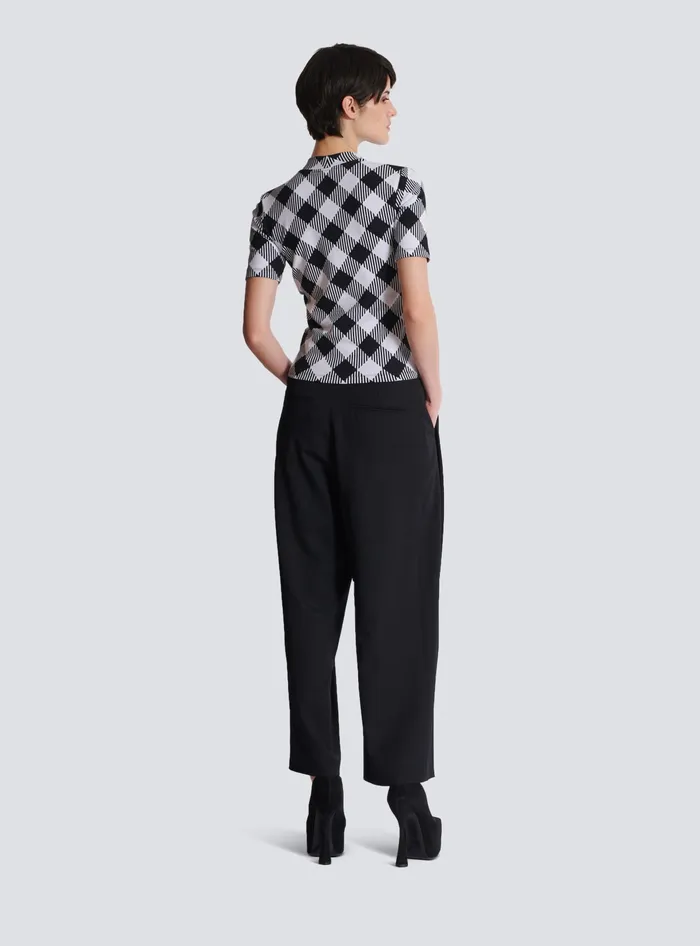 Balmain TShirts Women Gingham Button Tshirt Black