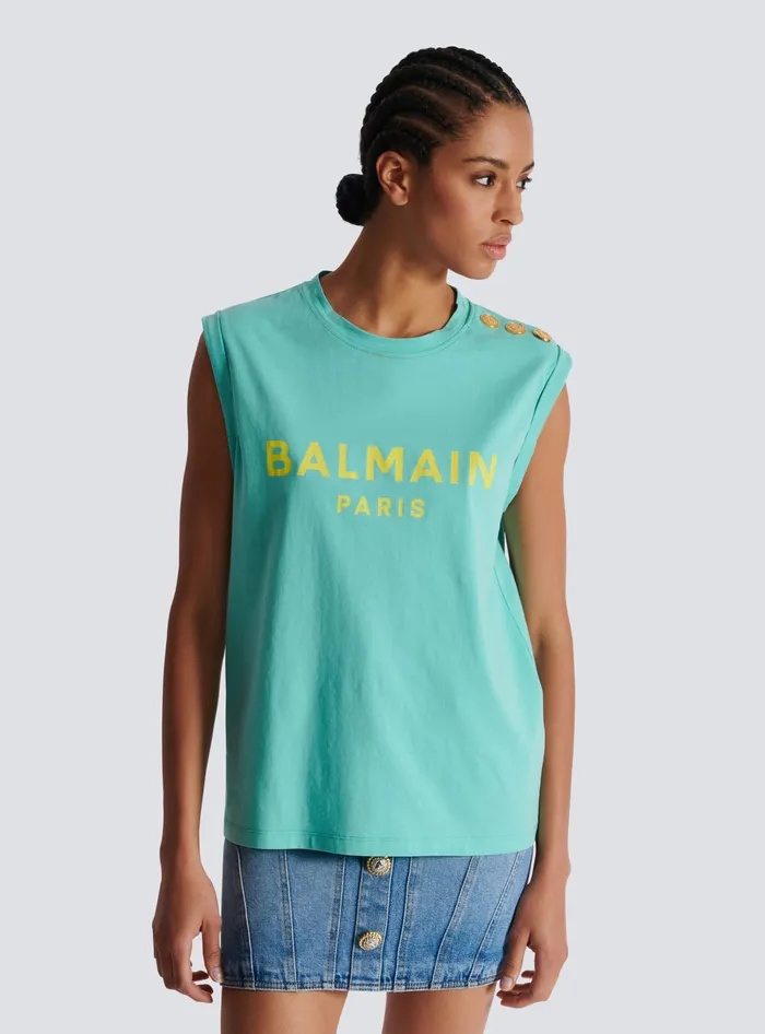 Balmain TShirts Women Paris Tank Top Blue