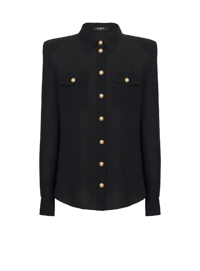 Balmain Tops And Shirts Women Crepe De Chine Shirt Black