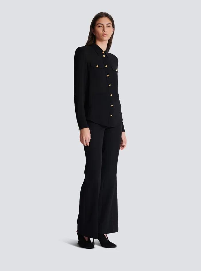Balmain Tops And Shirts Women Crepe De Chine Shirt Black
