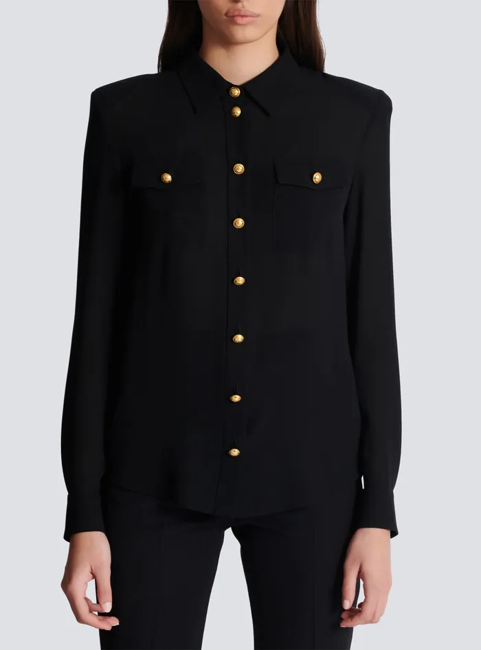 Balmain Tops And Shirts Women Crepe De Chine Shirt Black