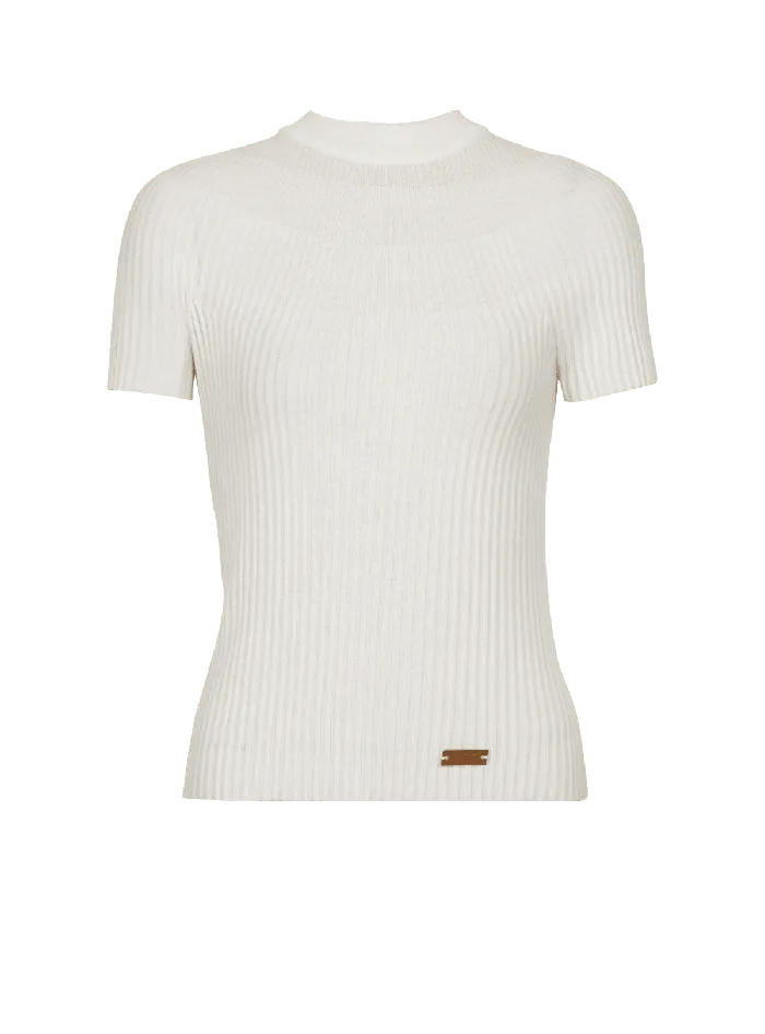 Balmain Tops And Shirts Women Ribbed Knit Top Beige
