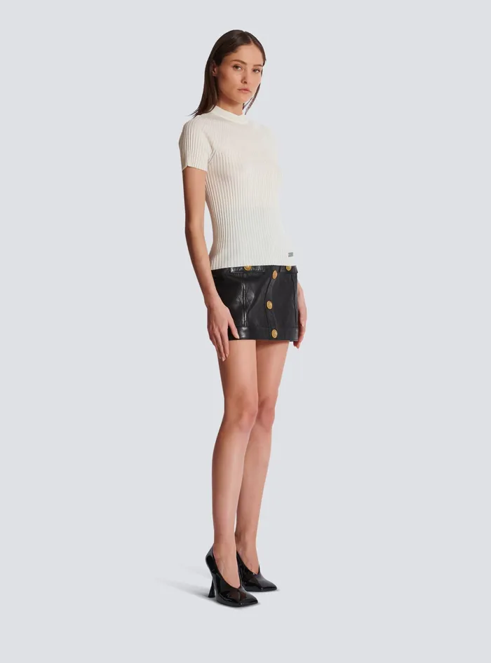 Balmain Tops And Shirts Women Ribbed Knit Top Beige