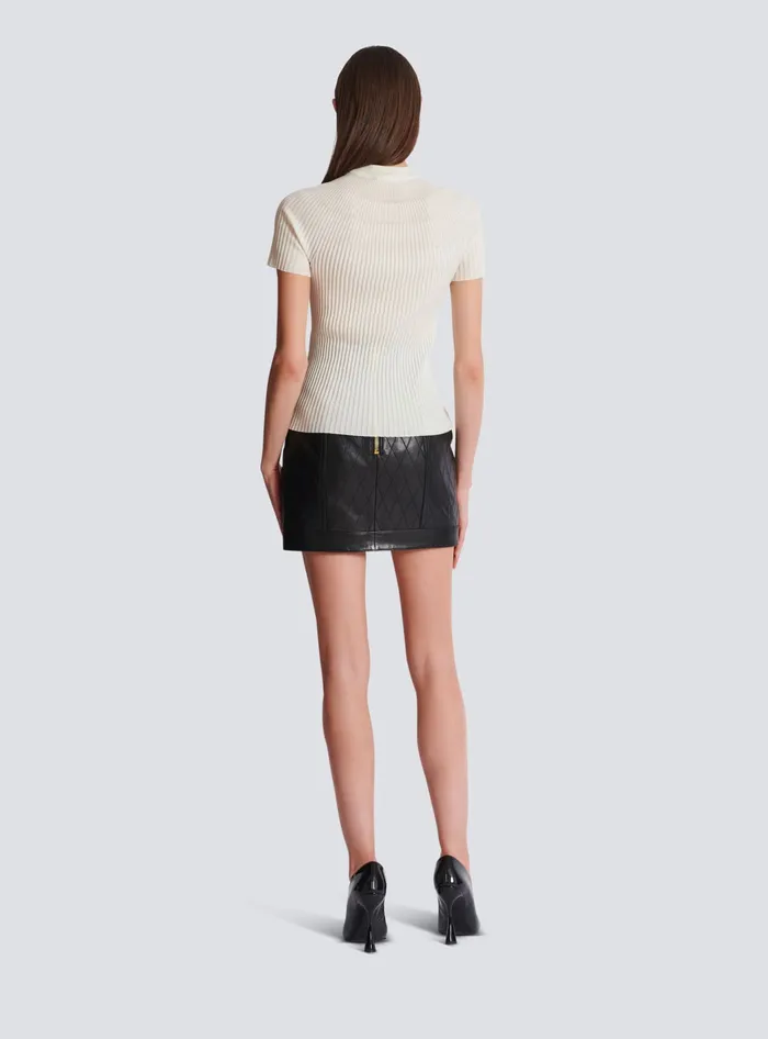 Balmain Tops And Shirts Women Ribbed Knit Top Beige