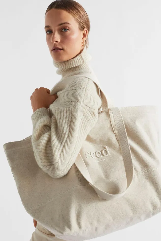 Beach Bags Woman Seed Heritage Seed Overnight Bag Stone Natural