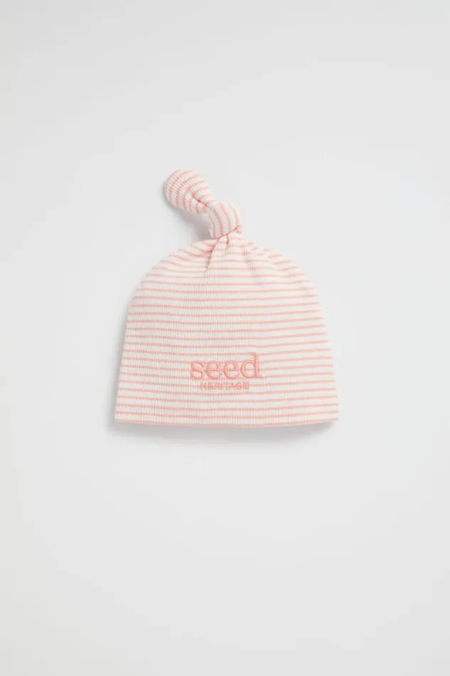 Beanies Newborn Seed Heritage Core Logo Knot Hat Bright Peach