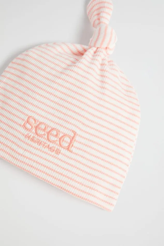 Beanies Newborn Seed Heritage Core Logo Knot Hat Bright Peach