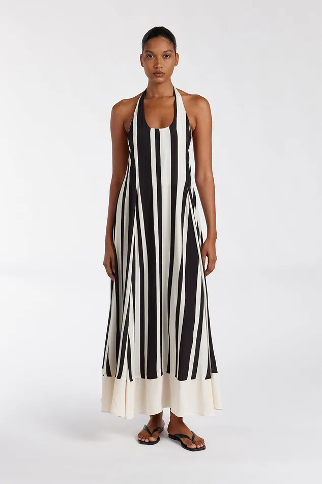BEAU BLACK STRIPE HALTER MIDI DRESS Women DISSH Midi Dresses