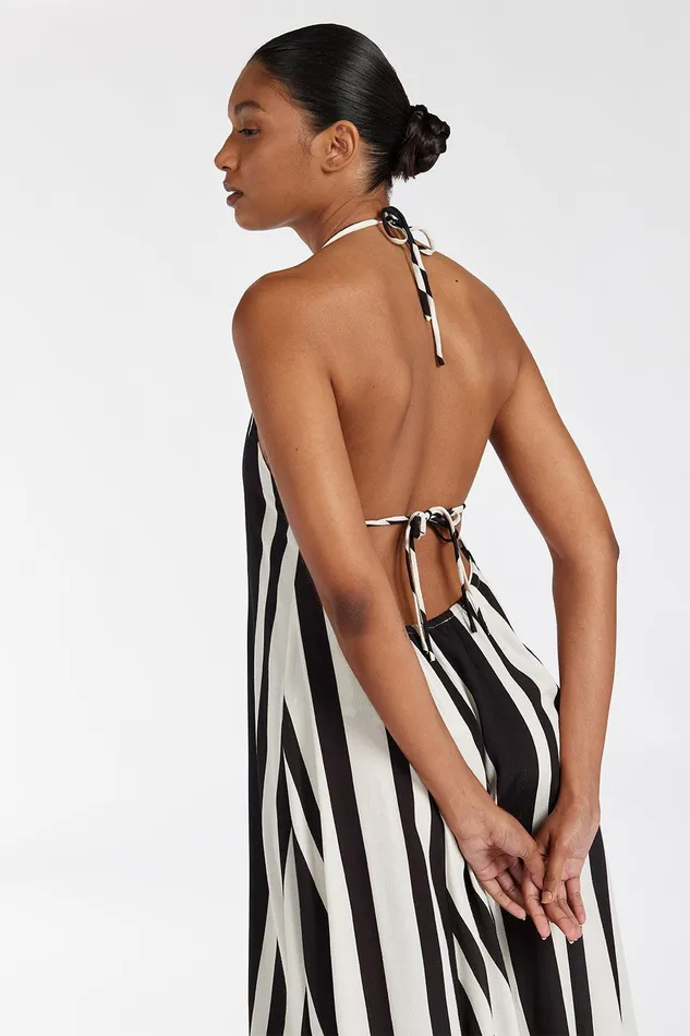 BEAU BLACK STRIPE HALTER MIDI DRESS Women DISSH Midi Dresses