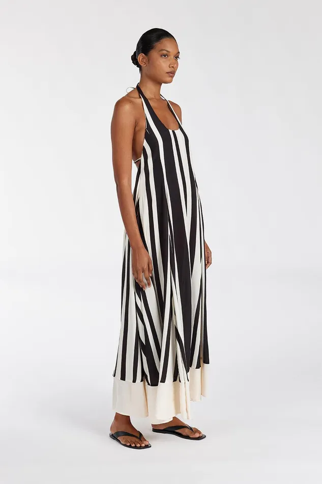 BEAU BLACK STRIPE HALTER MIDI DRESS Women DISSH Midi Dresses