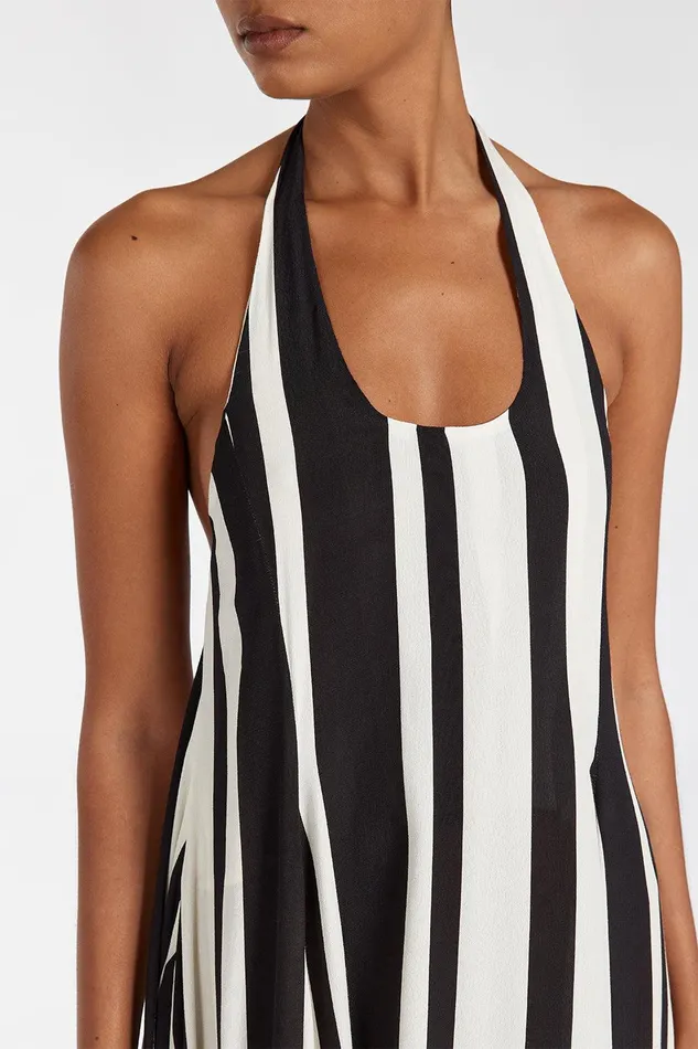 BEAU BLACK STRIPE HALTER MIDI DRESS Women DISSH Midi Dresses