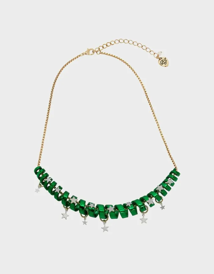 Betsey Johnson Women BETSEYS HOLIDAY COIL NECKLACE GREEN Green