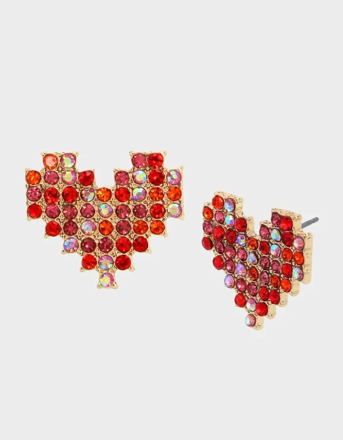 Betsey Johnson Women DEAR BETSEY HEART STUDS PINK