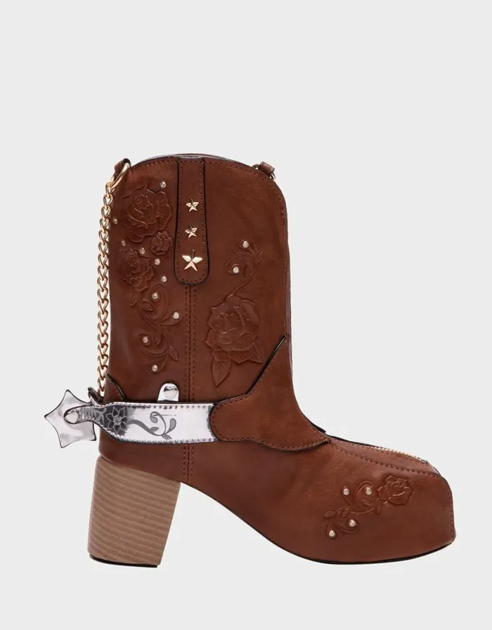 Betsey Johnson Women KITSCH GIDDYUP COWBOY CROSSBODY BROWN