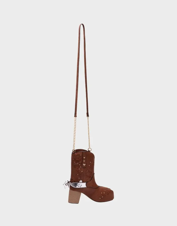 Betsey Johnson Women KITSCH GIDDYUP COWBOY CROSSBODY BROWN Betsey Johnson Women KITSCH GIDDYUP COWBOY CROSSBODY BROWN