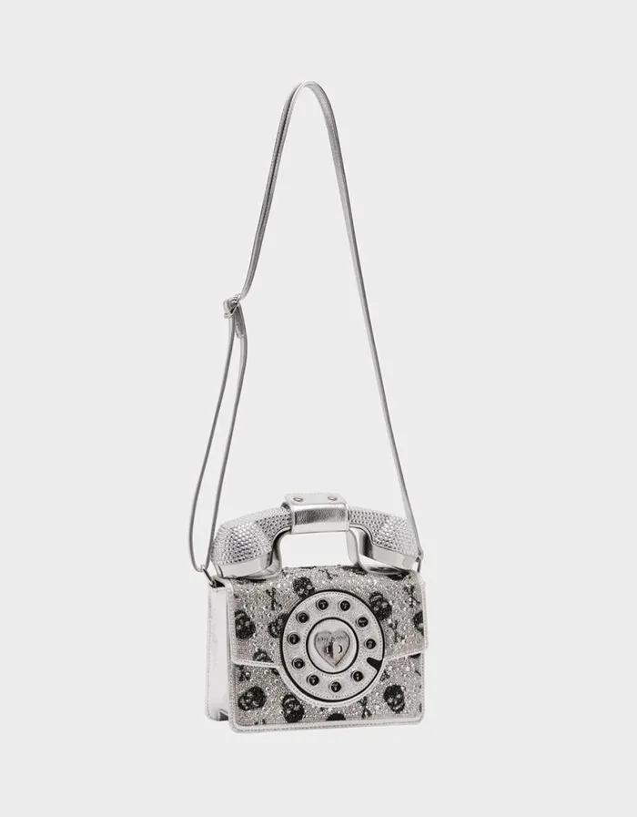 Betsey Johnson Women KITSCH SKULL PHONE BAG SILVER Silver Betsey Johnson Women KITSCH SKULL PHONE BAG SILVER Silver