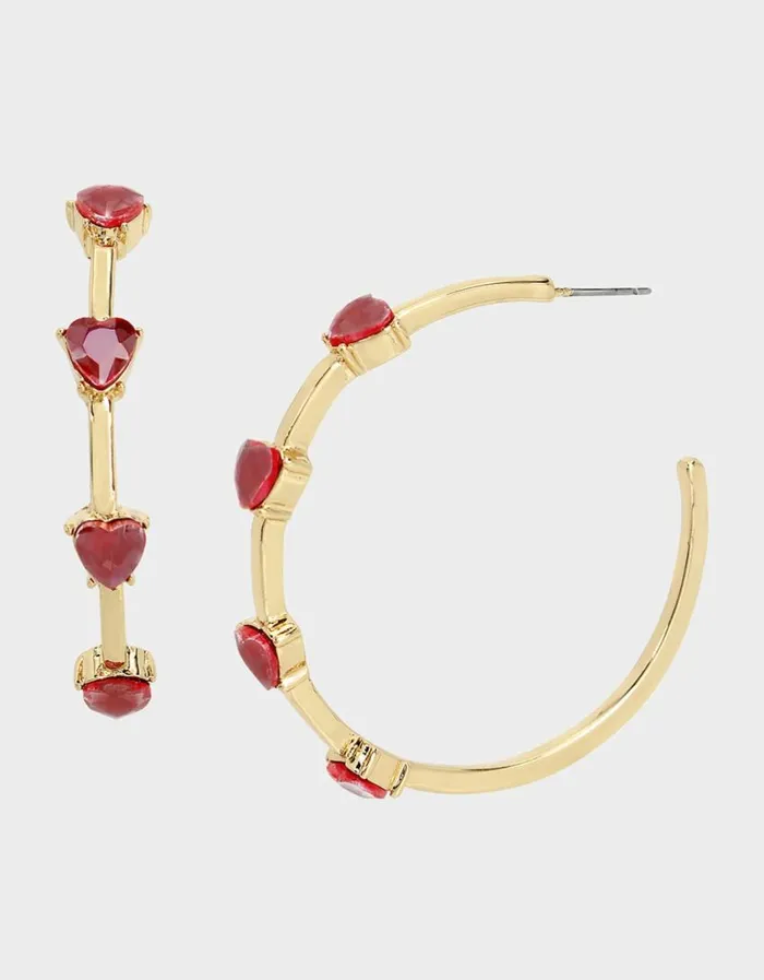 Betsey Johnson Women LOOK INTO YOUR HEART HOOPS RED